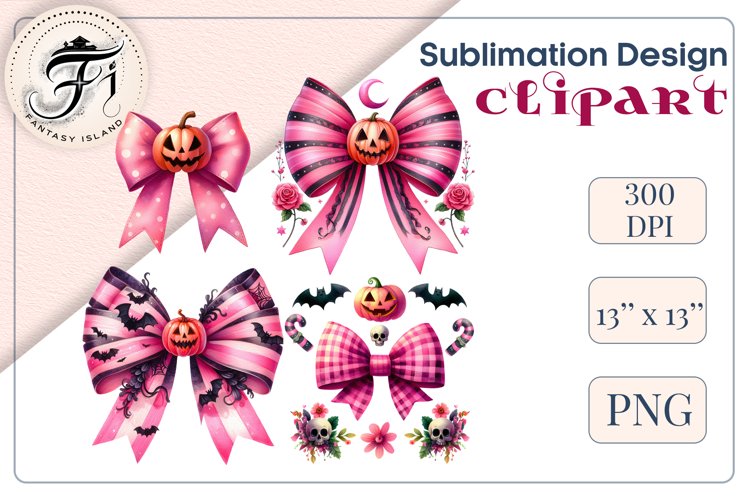 Pink Halloween Watercolor Bows Clipart set perfect for adding a spooky yet charming touch to your designs. Use them for cards, invitations, decorations, and other projects to bring a touch of elegant gothic chic to your celebration.