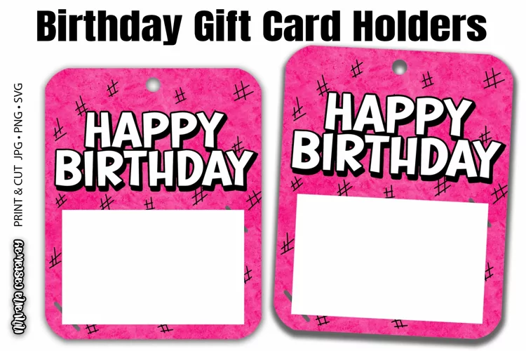 Pink Hashtags Birthday Words Print & Cut Gift Card