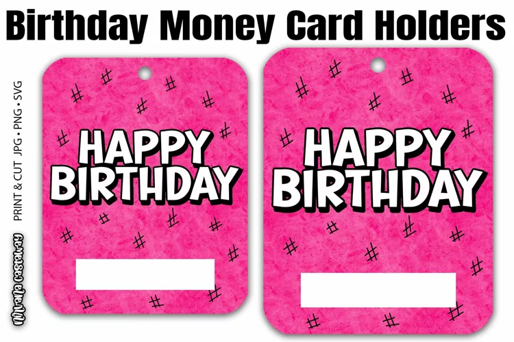 Pink Hashtags Words Print & Cut Money Card