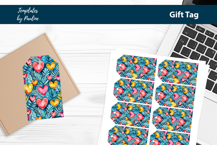 Pink Heart Gift Tag Sheet, Printable Heart Product Label