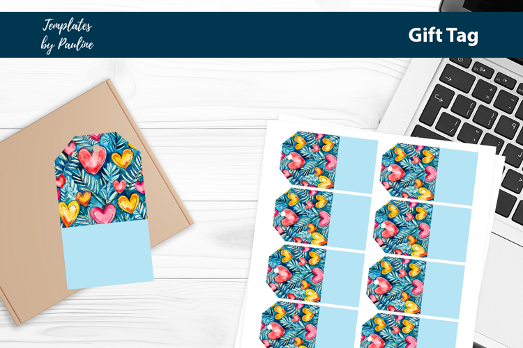 Pink Heart Gift Tag Sheet, Printable Heart Product Label