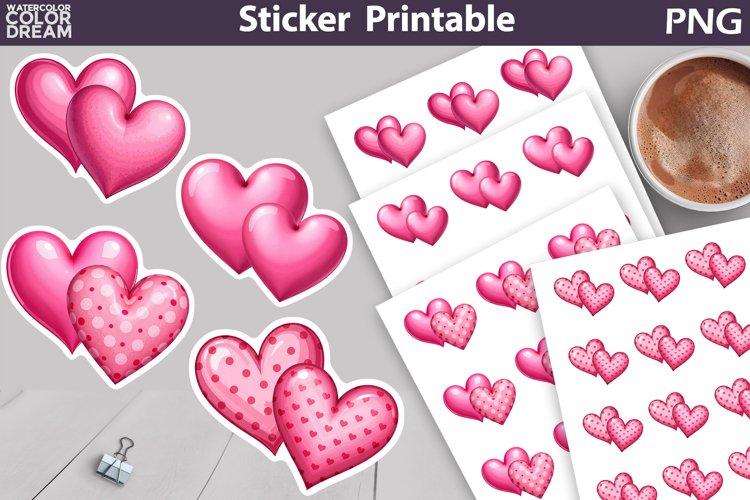 Pink Heart Sticker | Valentine Sticker Printable example image 1