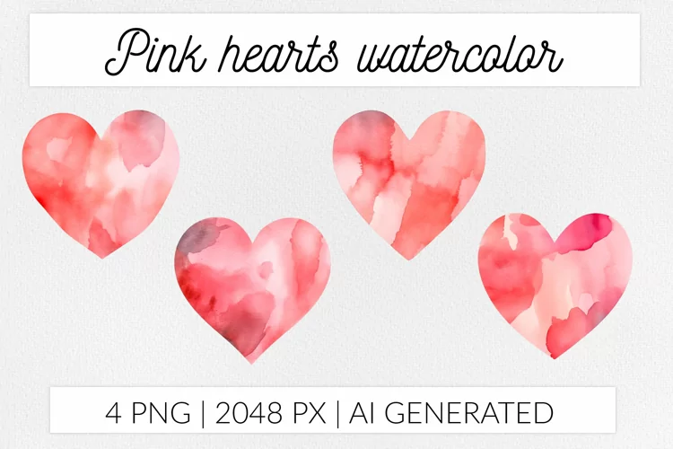 Pink heart watercolor sublimation love valentine PNG