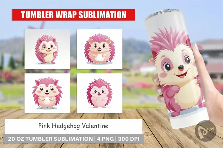 Tumbler Pink Hedgehog Valentine