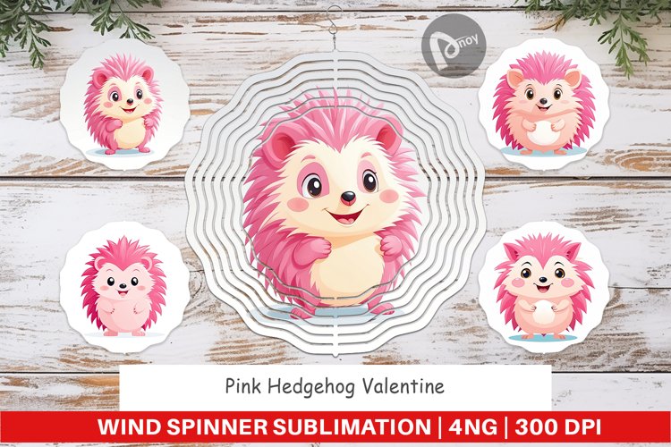 Wind Spinner Pink Hedgehog Valentine example image 1