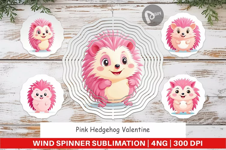 Wind Spinner Pink Hedgehog Valentine