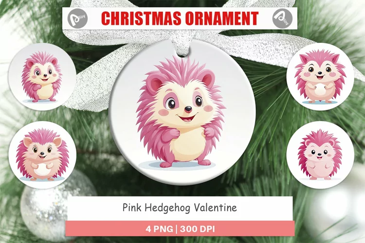 Ornament Pink Hedgehog Valentine