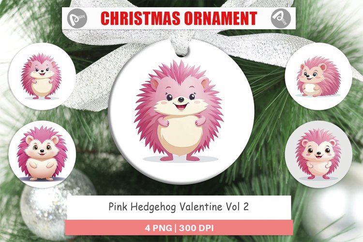 Ornament Pink Hedgehog Valentine example image 1