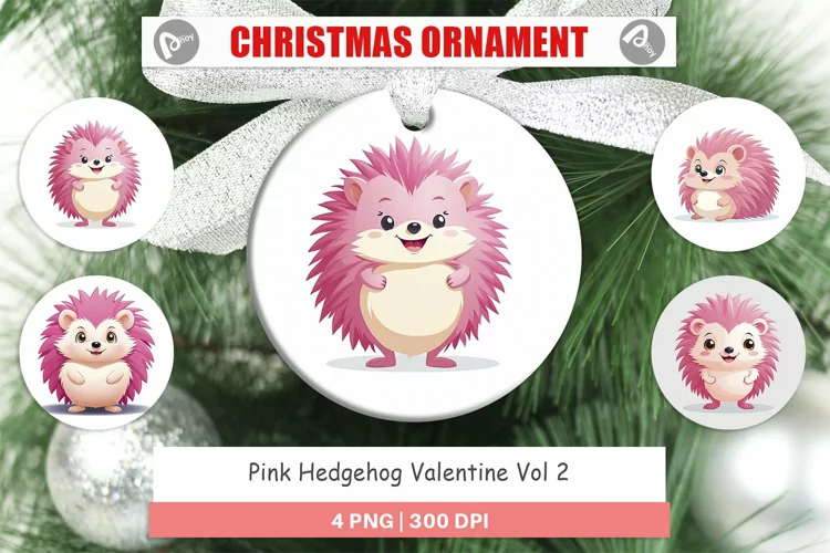 Ornament Pink Hedgehog Valentine