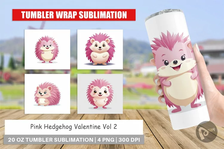 Tumbler Pink Hedgehog Valentine