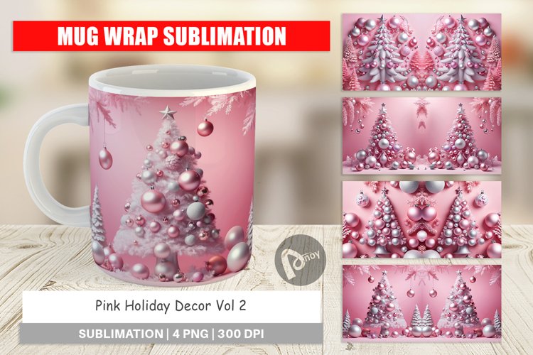 Mug Wrap Design Pink Holiday Decor