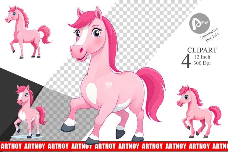 Pink Horse Valentine Clipart