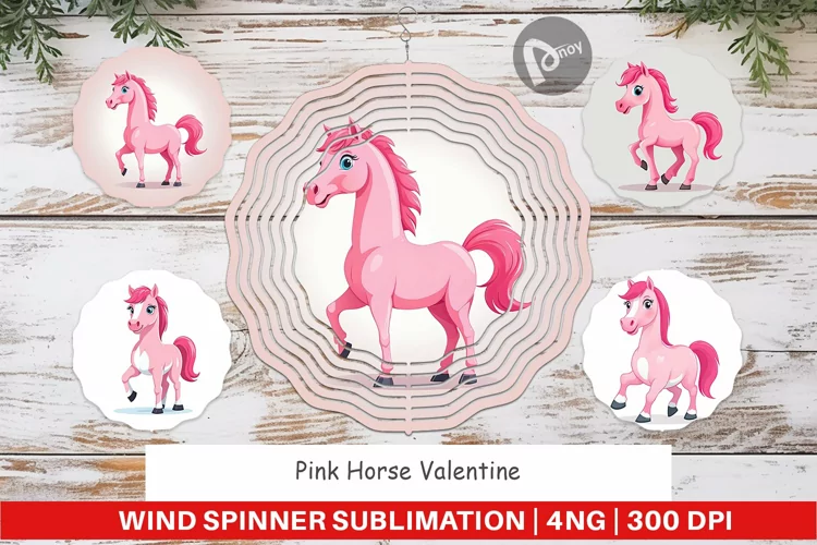 Wind Spinner Pink Horse Valentine