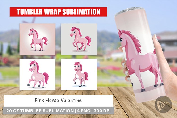 Tumbler Pink Horse Valentine example image 1