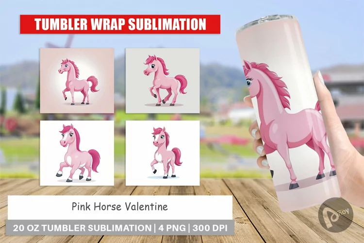Tumbler Pink Horse Valentine