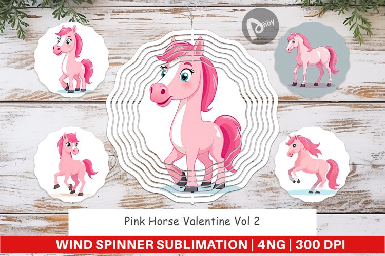 Wind Spinner Pink Horse Valentine example image 1