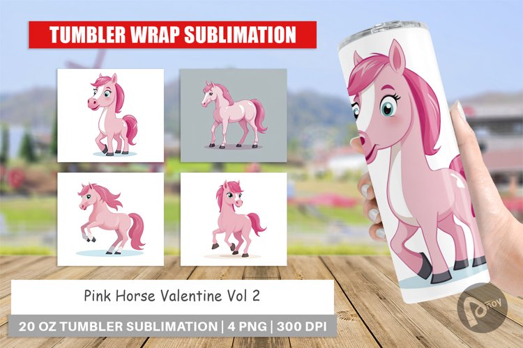 Tumbler Pink Horse Valentine example image 1