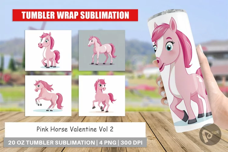 Tumbler Pink Horse Valentine