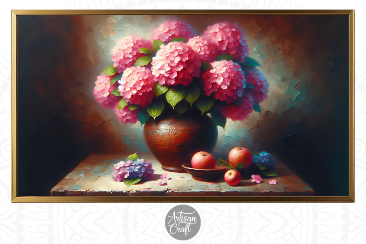 Pink Hydrangea Frame TV art, hydrangea frame tv art painting