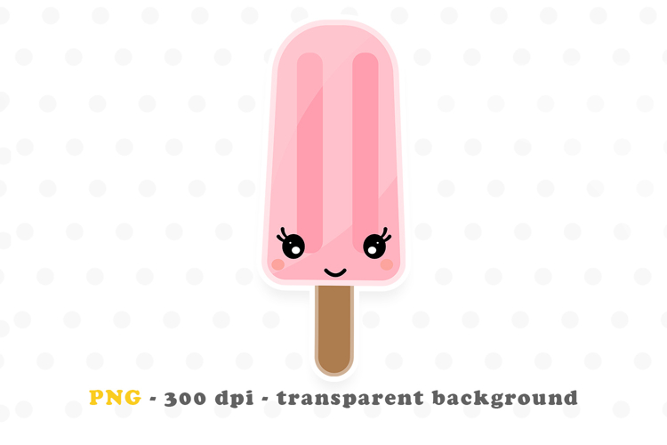 Kawaii Pink Ice Cream PNG | Cute Summer Dessert Clipart