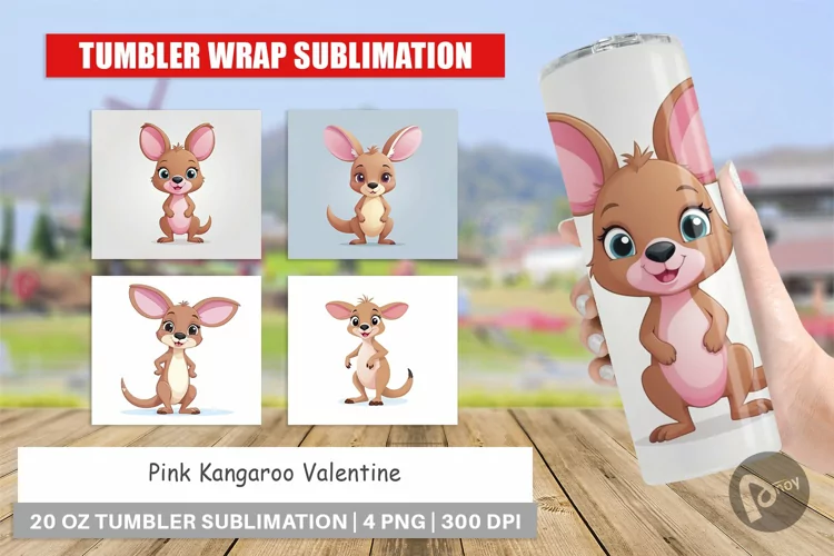 Tumbler Pink Kangaroo Valentine
