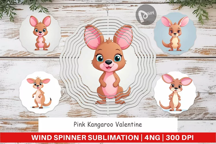 Wind Spinner Pink Kangaroo Valentine