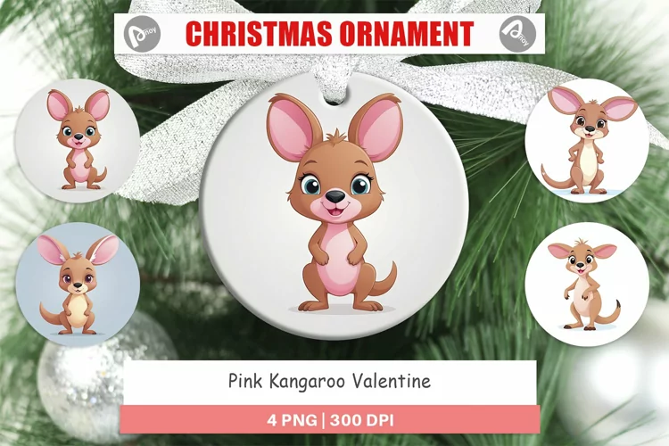 Ornament Pink Kangaroo Valentine