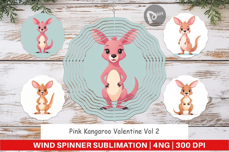Wind Spinner Pink Kangaroo Valentine example image 1