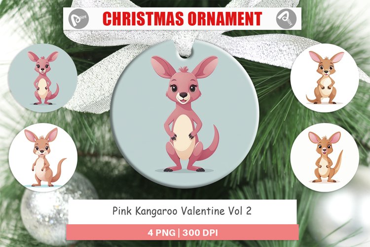 Ornament Pink Kangaroo Valentine example image 1