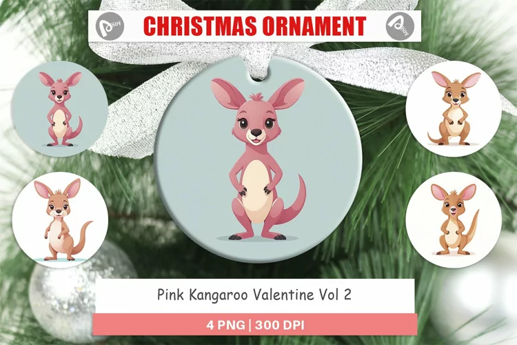 Ornament Pink Kangaroo Valentine