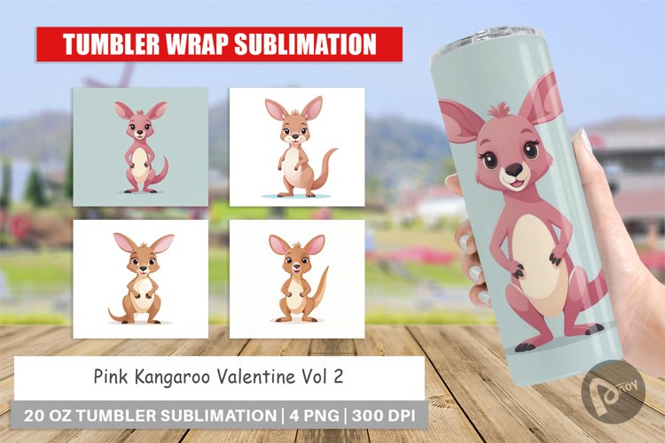 Tumbler Pink Kangaroo Valentine example image 1