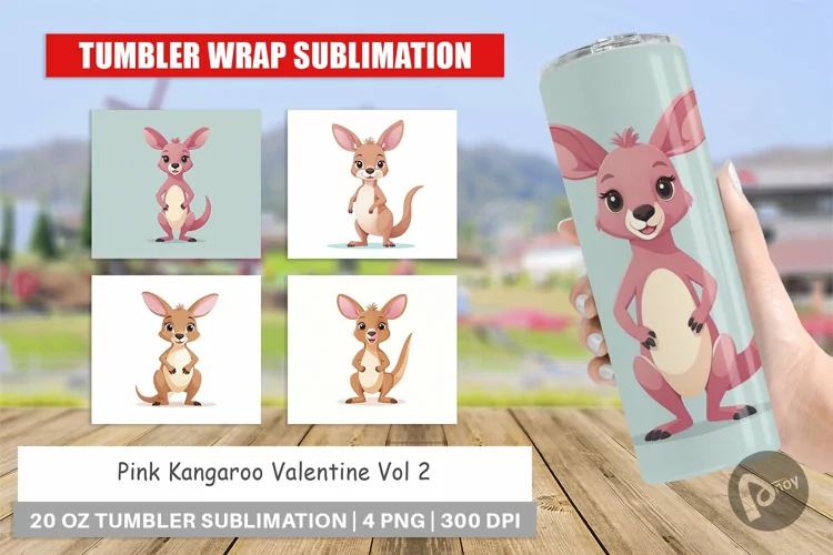 Tumbler Pink Kangaroo Valentine
