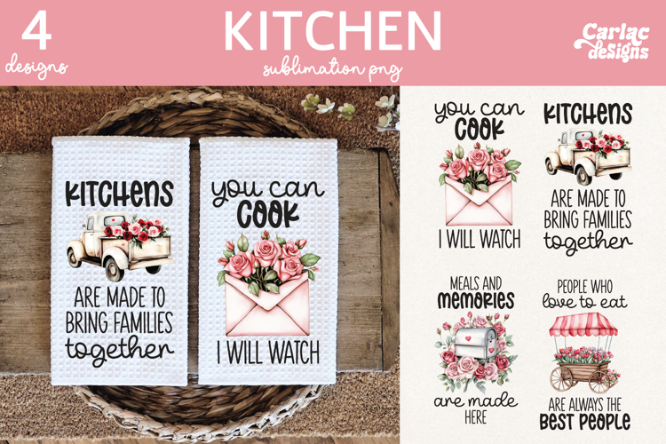 Pink Kitchen Towel Sublimation, Farmhouse Kitchen Towel