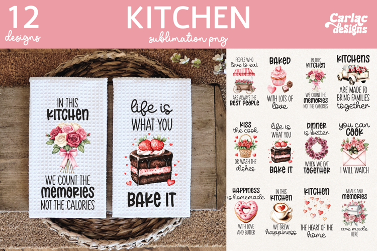 Pink Kitchen Towel Sublimation, Farmhouse Kitchen Towel