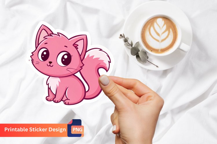 Pink Kitten Sticker, Adorable Cat Decal, Cute Kitten Design