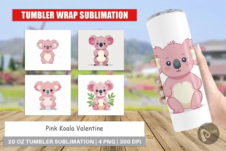 Tumbler Pink Koala Valentine