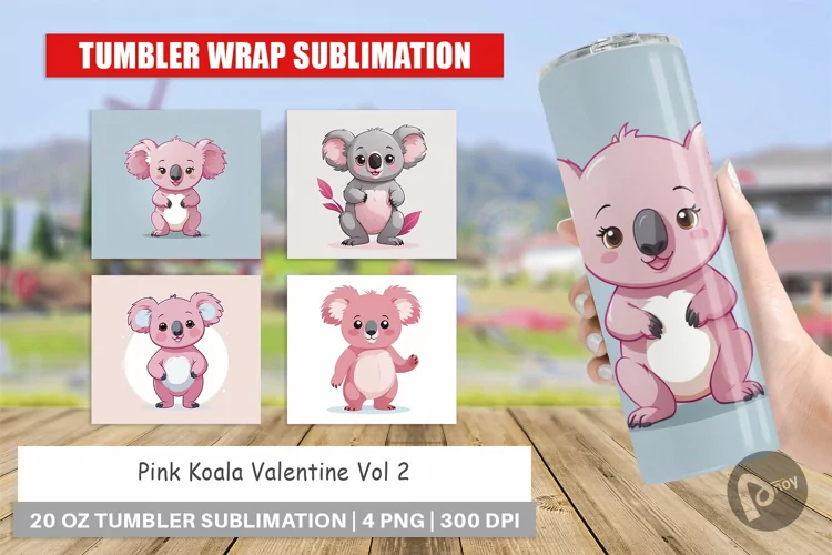 Tumbler Pink Koala Valentine
