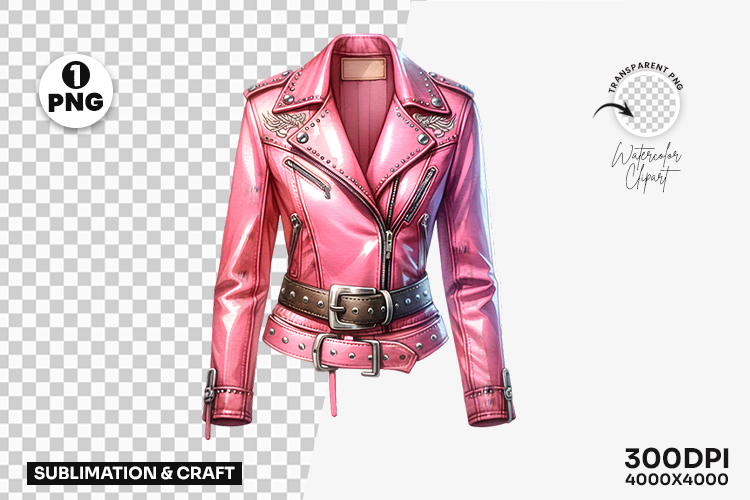 Pink Leather Cowgirl Jacket Clipart PNG Sublimation Design