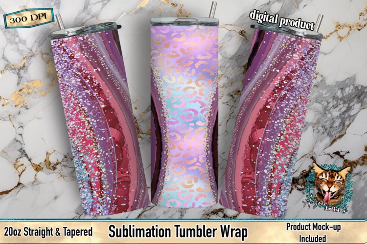 Pink Agate, Pink Leopard, Tumbler Wrap