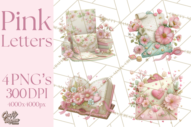 Pink Romantic Letter Clipart, Love Notes Clip Art PNG