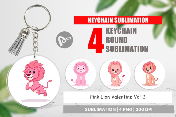 Keychain Pink Lion Valentine
