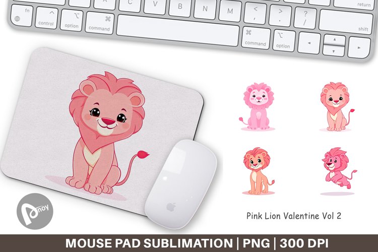 Mouse Pad Pink Lion Valentine