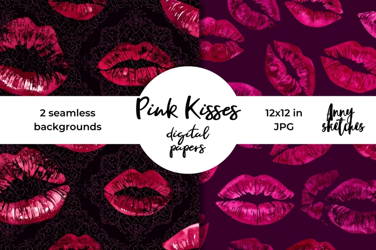 Pink Lip Stains Seamless Pattern Kiss Marks Dark Romance