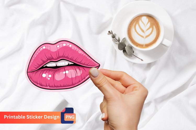 Pink Lips Sticker, Lip art decal, Beauty lips sticker