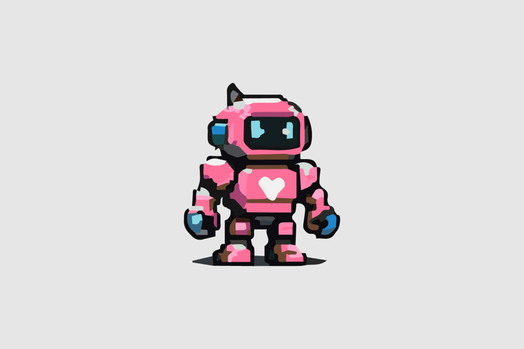 Pink Love Bot Design Vector
