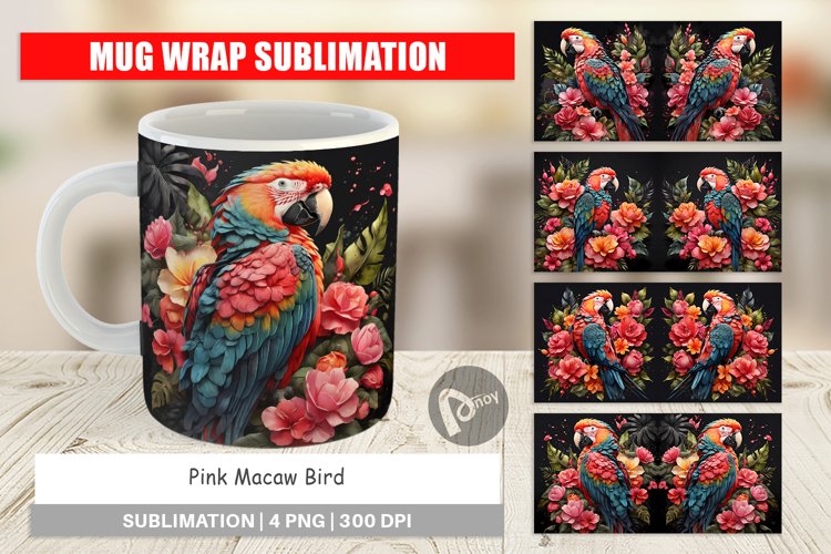 Mug Wrap Design Macaw Bird
