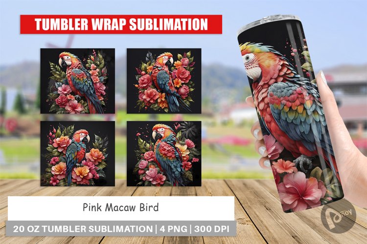 Tumbler Sublimation Wrap Macaw Bird