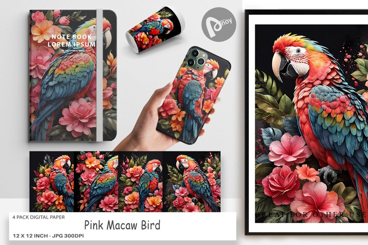 Digital Paper Macaw Bird