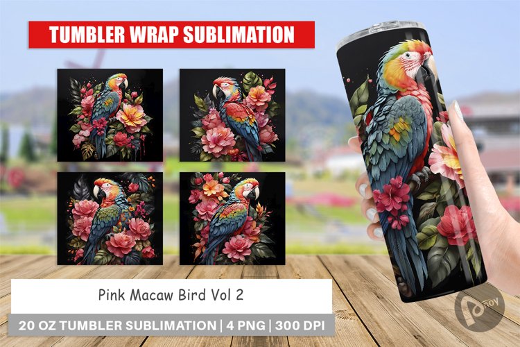 Tumbler Sublimation Wrap Macaw Bird