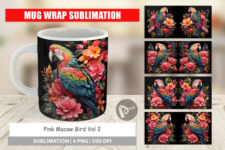 Mug Wrap Design Macaw Bird